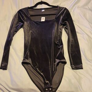 Old Navy Gray Velvet Bodysuit